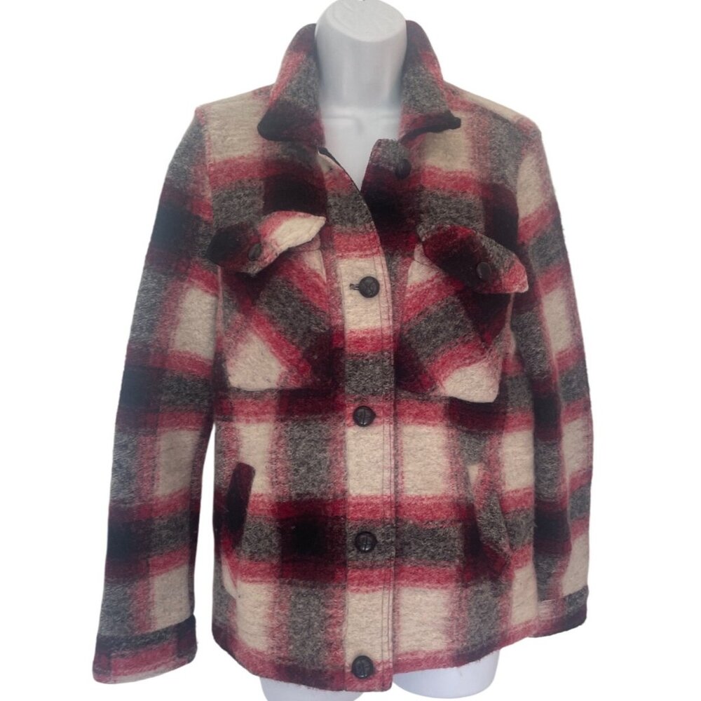 Forever 21 Womens Plaid Wool Blend Jacket Size M Workwear Cowboy